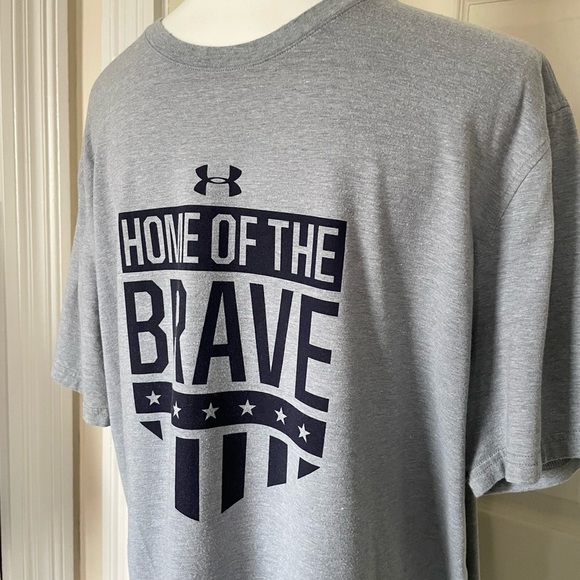 Under Armour Heat Gear Gray “Home of the Brave” Men’s Large Short Sleeve Tee - Picture 4 of 11